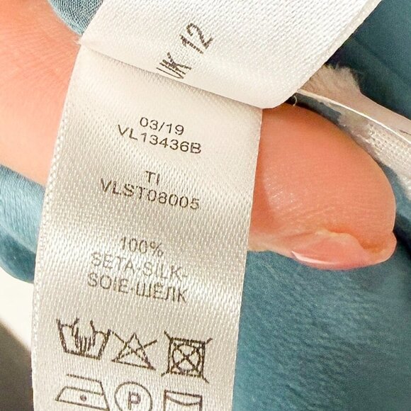 BLUE PURE SILK SLIP SHIRT - Picture 8 of 8